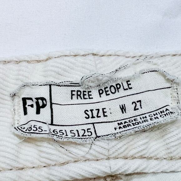 Free People Straight Corduroy Pants Mid Rise White Cream Women 27W x 30L Used - Picture 5 of 11